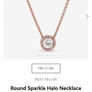 Pandora rose gold round sparkle halo necklace